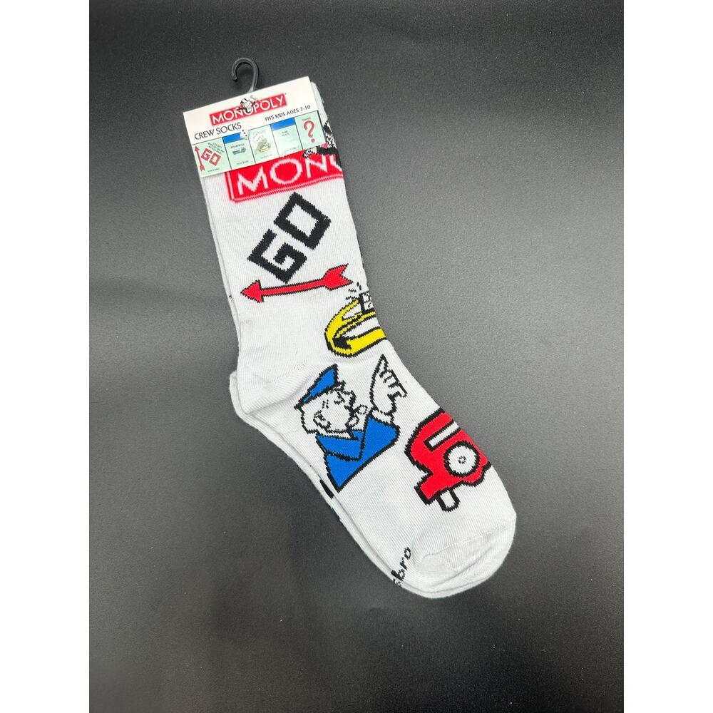 Monopoly Crew Socks Kids 7-10 Mr Monopoly Board Game Hasbro New